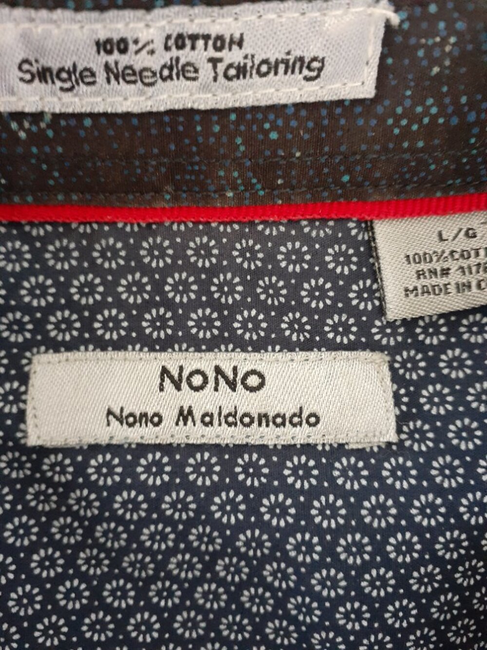 Nono Maldonado Men's New Button up long sleeve blue shirt size large 100% cotton - Picture 5 of 6